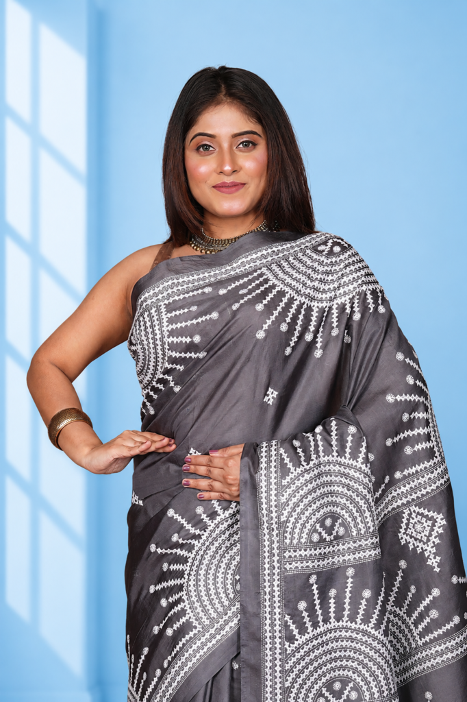 Modern Designer Thread Embroidered Saree