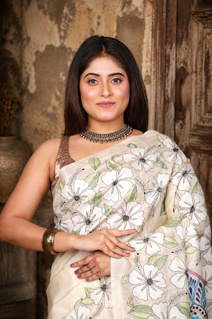Hand-painted / Printed Durga Motif Saree