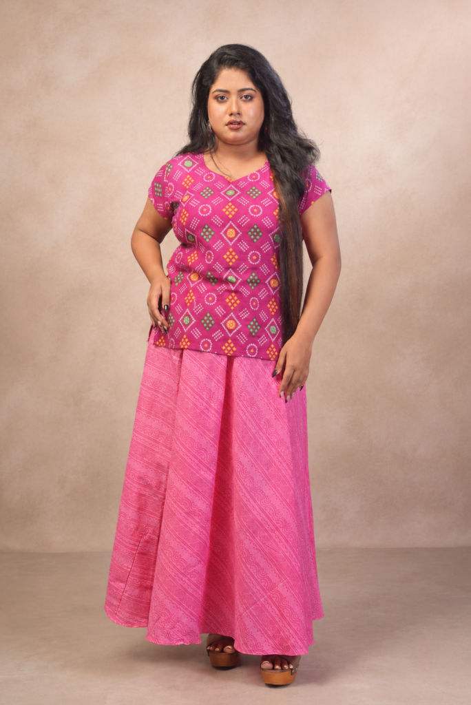 Printed Top & Flared Maxi Skirt Set