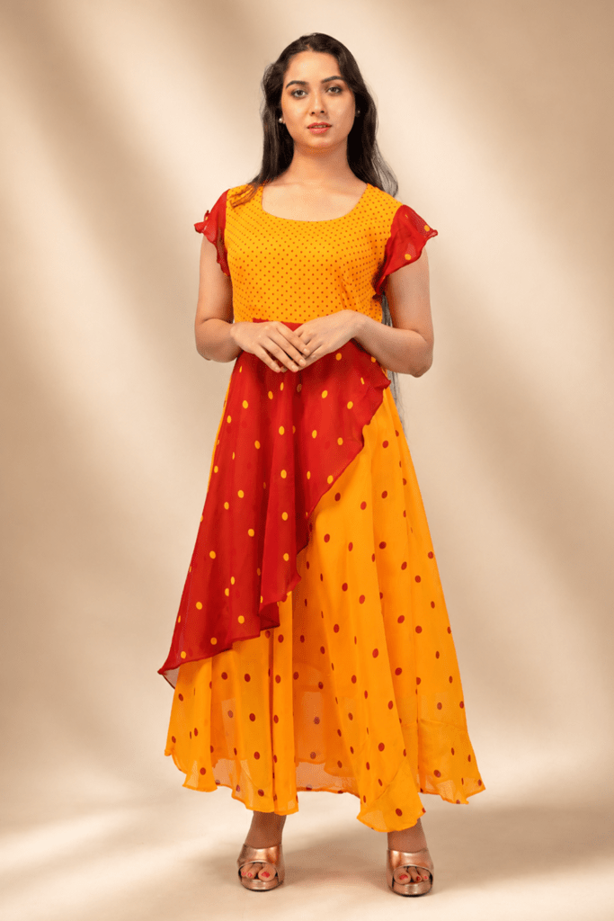 Bright Yellow & Red Gown