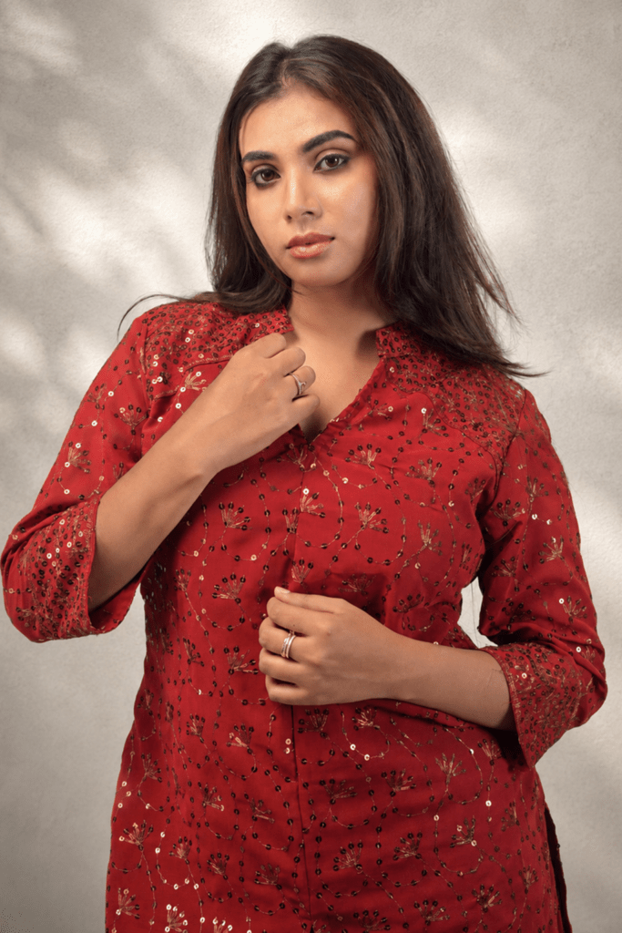 Ruby Elegance Designer Kurta Palazzo Set