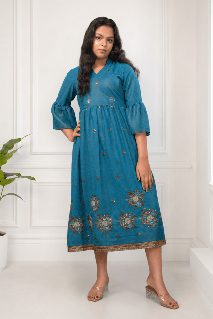 Ocean Bloom Designer Dress