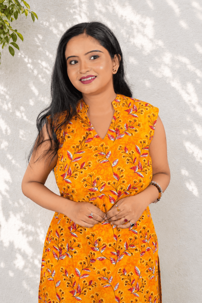 Sunshine Yellow Floral Printed Sleeveless Straight Kurti